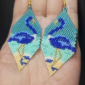 Blue Flamingo w/ Pearl Earrings Inspired by Democratic Candidate Kamala Harris